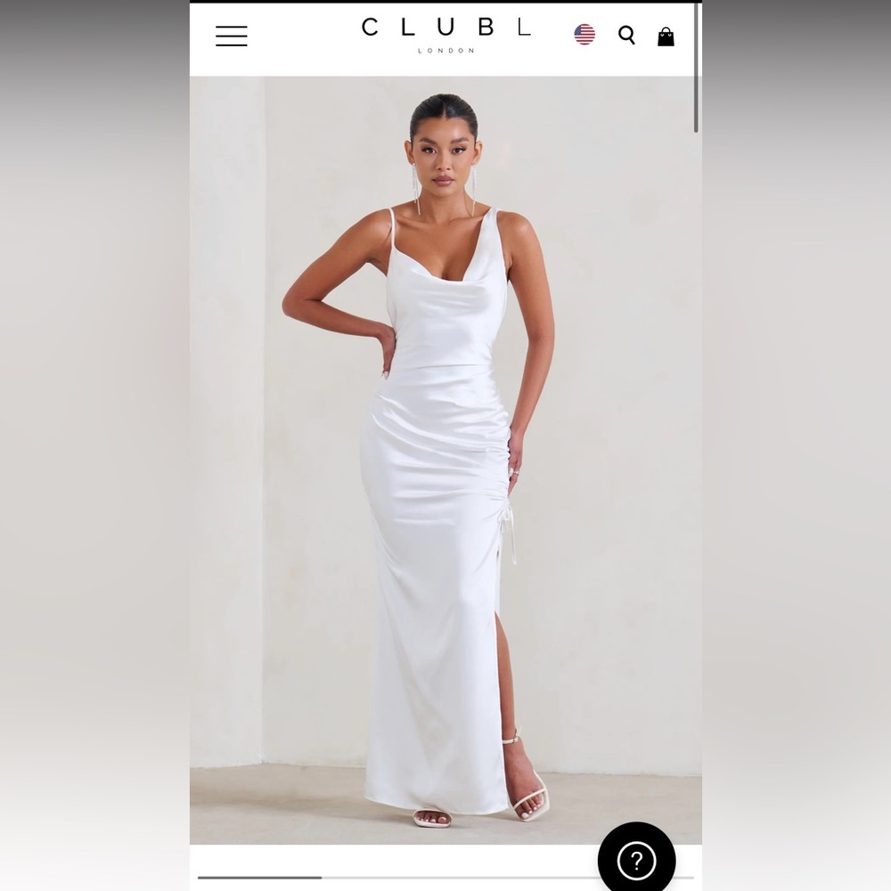 CLUB L LONDON BELONGING 
WHITE RUCHED COWL MAXI DRESS SIZE 2